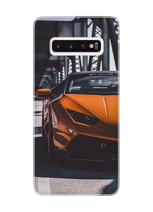 Чехол на samsung galaxy s10 авто оранжевое (принт: 237)