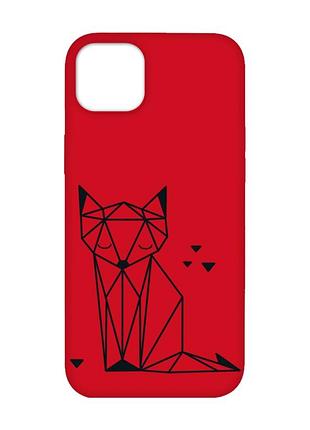 Матовый красный чехол на iphone 14 plus :: лиса (принт 126)