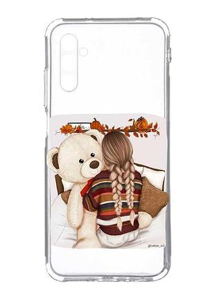 Прозрачный чехол на samsung galaxy a34 5g/a346 :: девочка с мишкой (принт 117)