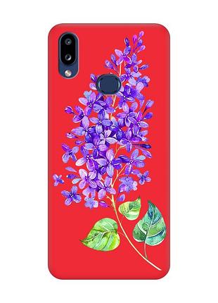 Матовий червоний чохол на samsung galaxy a10ѕ a107 :: гілочка бузку (принт 280)