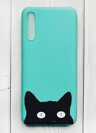 Матовий бірюзовий чохол на samsung galaxy a50 (2019) a505/a30s :: котик (принт 119)