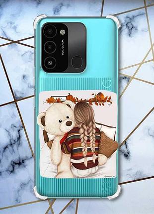 Чохол з потовщеними кутами на tecno spark go 2022 :: дівчинка з ведмедиком (принт 117)