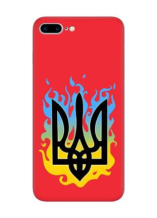 Матовий червоний чохол на iphone 7 plus/8 plus :: тризуб полум'я (принт 257)