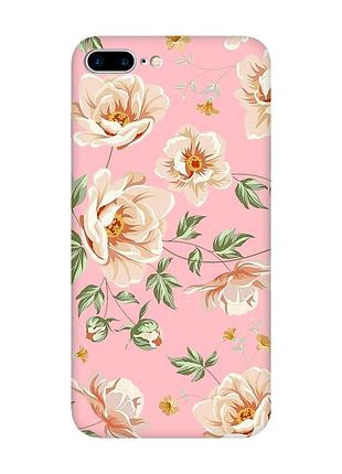 Матовий рожевий чохол на iphone 7 plus/8 plus :: квіти пастельні (принт 277)