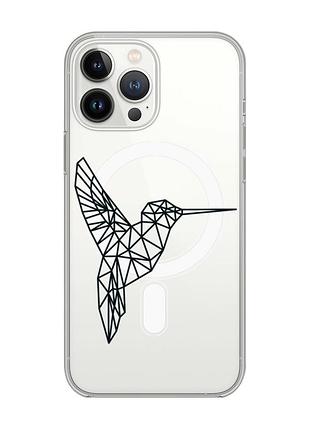 Магнитный чехол на iphone 14 pro max с поддержкой magsafe :: колибри (принт 122)