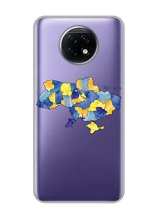 Прозорий чохол на xiaomi redmi note 9t/redmi note 9 5g :: карта україни (принт 261)