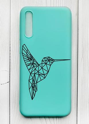 Матовий бірюзовий чохол на samsung galaxy a50 (2019) a505/a30s :: колібрі (принт 122)