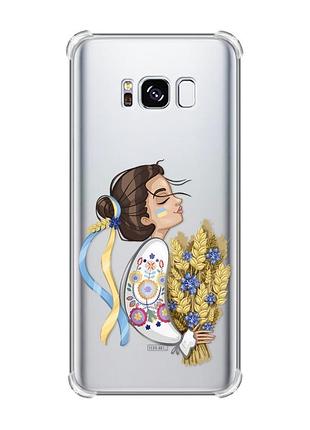 Чохол з потовщеними кутами на samsung galaxy s8 :: українка з колосками (патріотичний принт 172)