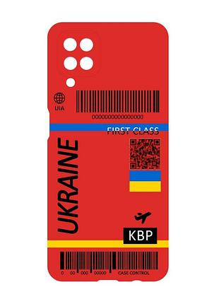 Матовый красный чехол на samsung galaxy a12 :: авиабилет украина (принт 262)
