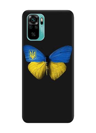 Матовый черный чехол на xiaomi redmi note 10 / note 10s :: бабочка украина (принт 255)