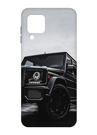 Матовый чехол с черными боками на samsung galaxy m32 / a22 / m22 4g :: авто чёрное (принт 234)