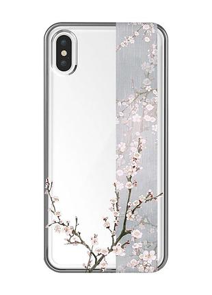 Прозрачный чехол на iphone xs max :: цветущая сакура (принт 285)