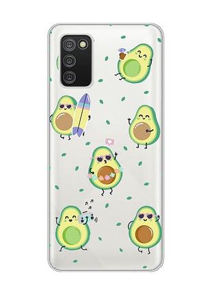 Прозрачный чехол для samsung galaxy a02s :: авокадо на отдыхе (принт 302)