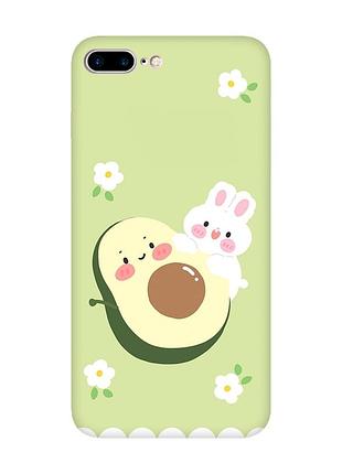 Матовий чохол з рожевими боками на iphone 7 plus/8 plus :: авокадо і зайченя (принт 311)