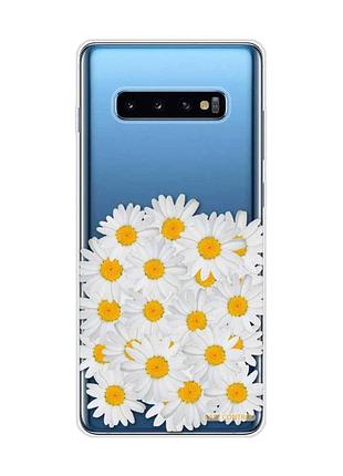 Прозрачный чехол на samsung galaxy s10 plus :: букет ромашек (принт 40)