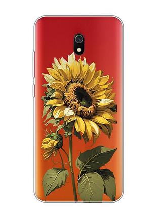 Прозрачный чехол на xiaomi redmi 8a :: подсолнечник (принт 274)