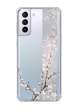 Чехол с утолщёнными углами на samsung galaxy s21 plus :: цветущая сакура (принт 285)