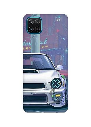 Матовый чехол с бирюзовыми боками для samsung galaxy a12 :: авто аниме (принт 239)