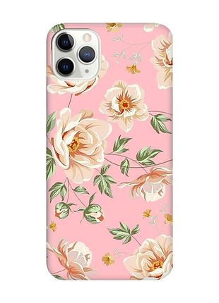 Матовый розовый чехол на iphone 11 pro :: цветы пастельные (принт 277)