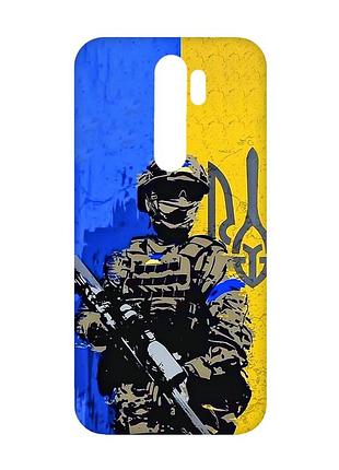 Матовый чехол с розовыми боками на xiaomi redmi note 8 pro :: солдат (патриотический принт 350)