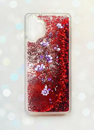 Чохол з плаваючими блискітками samsung galaxy a32 червоний :: гілочка квітів (принт 278)