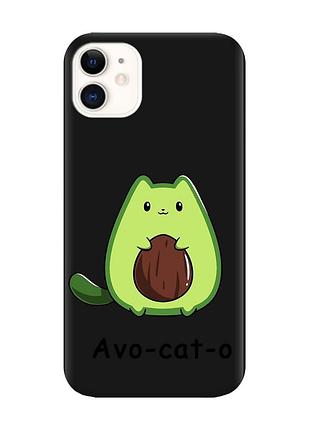 Матовый черный чехол на iphone 11 :: котик авокадо (принт 306)