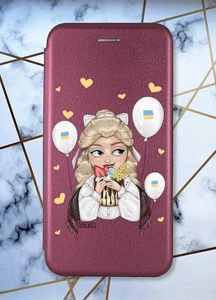 Чохол-книжка з малюнком для iphone 7, 8 бордовий :: українка з солодощами (патріотичний принт 175)