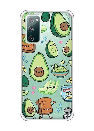 Чехол с утолщенными углами на samsung galaxy s20 fe :: милашки авокадо каваи (принт 305)