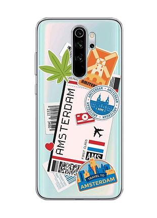 Прозрачный чехол на xiaomi redmi note 8 pro :: путешествия. амстердам (принт 327)