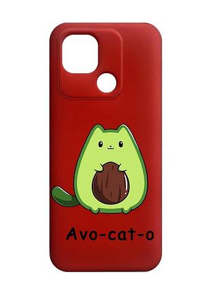 Матовый красный чехол на xiaomi redmi 10c :: котик авокадо (принт 306)