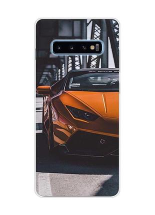 Чехол на samsung galaxy s10 plus :: авто оранжевое (принт 237)