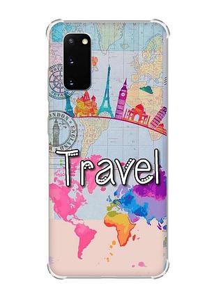 Чохол із потовщеними кутами на samsung galaxy s20 plus :: подорож. travel (принт 321)