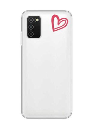Прозорий чохол на samsung galaxy a03s :: сердечко червоне (принт 46)