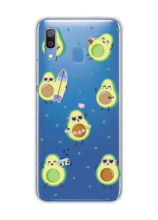 Прозрачный чехол на samsung galaxy a30 (2019)/a20 (2019) авокадо на отдыхе (принт 302)