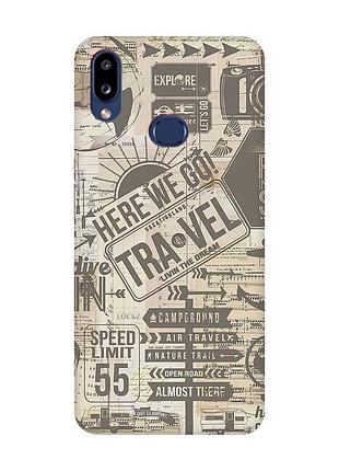 Матовый чехол с красными боками на samsung galaxy a10s (a107) :: путешествия (принт 324)