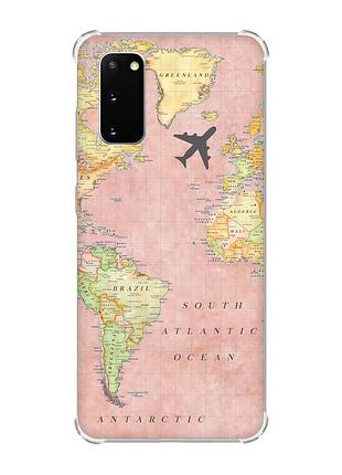 Чохол із потовщеними кутами на samsung galaxy s20 plus :: подорожі. карта (принт 320)