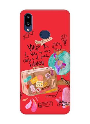 Матовий червоний чохол на samsung galaxy a10s (a107) :: настрій подорожувати (принт 329)