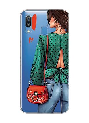 Прозорий чохол на samsung galaxy a30 (2019)/a20 (2019) дівчина в зеленому (принт 224)