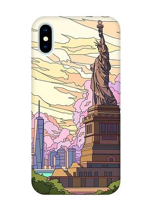 Чехол с черными боками на iphone x/xs :: статуя свободы (принт 331)