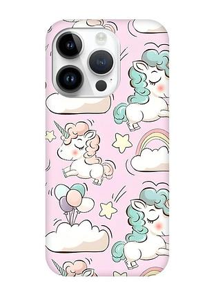 Чехол с черными боками на apple iphone 14 pro :: единороги (принт 106)