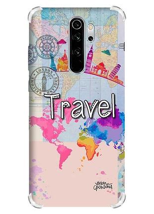 Чохол з потовщеними кутами на xiaomi redmi note 8 pro :: подорож. travel (принт 321)