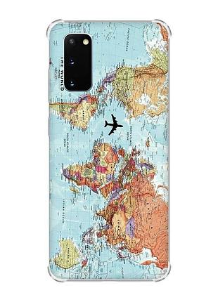 Чохол із потовщеними кутами на samsung galaxy s20 plus :: карта світу (принт 318)