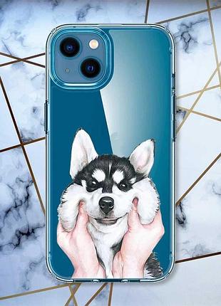 Прозрачный чехол на iphone 13 mini :: мордочка (принт 121)