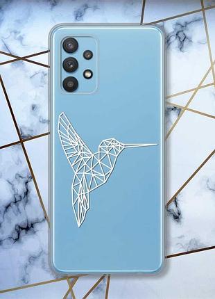 Прозрачный чехол на samsung galaxy a32 колибри принт 123