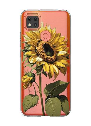 Прозрачный чехол для xiaomi redmi 9c :: подсолнечник (принт 274)