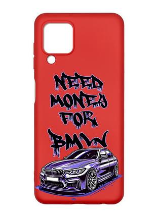 Матовый красный чехол на samsung galaxy m32/a22/m22 4g хочу бмв (принт 386)