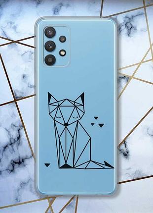 Прозрачный чехол на samsung galaxy a32 лиса (принт 126)