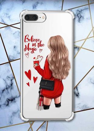 Чохол з потовщеними кутами на iphone 7 plus/8 plus :: дівчина з кавою (принт 137)