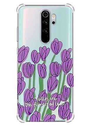 Чохол з потовщеними кутами на xiaomi redmi note 8 pro :: тюльпани (принт 265)