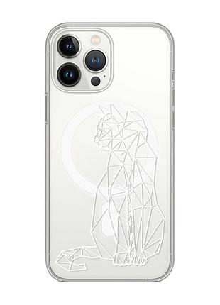 Магнитный чехол на iphone 14 pro max с поддержкой magsafe :: кошечка (принт 125)